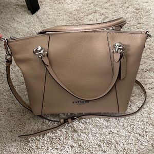 Taupe/silver COACH purse- Kacey Satchel
